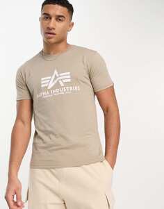 Базовая футболка песочного цвета с логотипом Alpha Industries