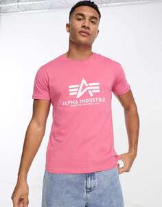 Розовая базовая футболка с логотипом Alpha Industries