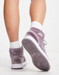 Дымчато-фиолетовые бархатные кроссовки Air Jordan 1 Mid SE