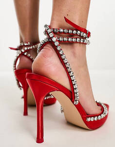 Эксклюзивные красные туфли на каблуке с украшением Public Desire Frankiee