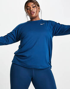 Бирюзово-голубой топ с длинными рукавами и логотипом на спине Nike Running Swoosh Plus Run Dri-FIT