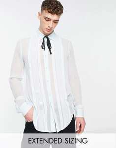 Прозрачная рубашка мятного цвета со складками спереди и контрастным галстуком ASOS DESIGN