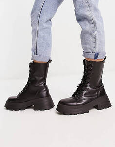 Черные массивные ботинки на шнуровке ASOS DESIGN Wide Fit Albany