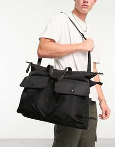 Черная объемная сумка через плечо с двумя карманами ASOS DESIGN