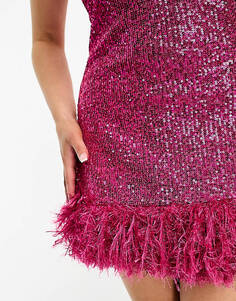 Розовое платье мини с искусственными перьями Jaded Rose