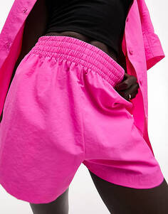 Розовые нейлоновые шорты-боксеры без застежки Topshop Petite