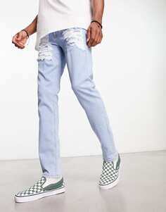Светло-голубые джинсы скинни с крупными рвами ASOS DESIGN