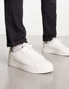 Белые базовые кроссовки на шнуровке Pull&amp;Bear
