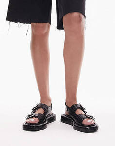 Черные сандалии с ремешком на спине и пряжкой Topshop Gen