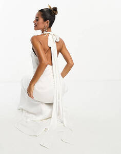 Атласное платье макси цвета слоновой кости Anaya Bridal