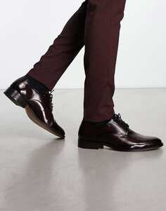 Бордовые кожаные туфли дерби на шнуровке ASOS DESIGN