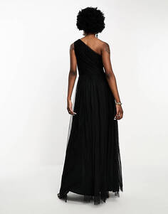 Черное платье макси на одно плечо из тюля Anaya Tall Bridesmaid Unknown