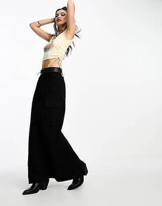 Черная джинсовая юбка-карго карго Something New X Emma Fridsell