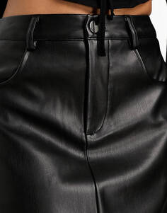 Черная юбка миди под кожу Vero moda