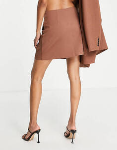 Шоколадный костюм-мини-юбка строгого кроя Vero Moda