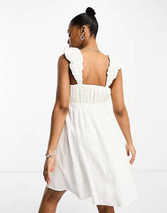 Белое платье Babydoll с объемными бретелями Abercrombie &amp; Fitch
