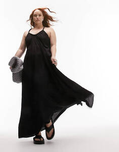 Черное платье макси с ремешком из бисера Topshop