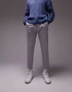 Светло-серые элегантные брюки скинни с эластичным поясом Topman