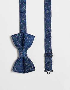Синий галстук-бабочка с ярким цветочным принтом ASOS DESIGN