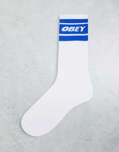 Белые носки Obey Cooper II с синей лентой