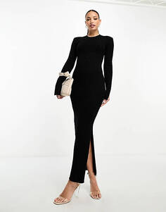 Черное платье-джемпер длинной вязки с разрезом по бокам 4th &amp; Reckless Tall