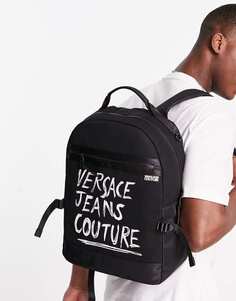 Черный рюкзак с надписью Versace Jeans Couture