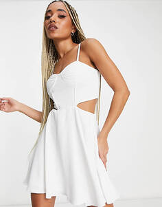 Белое корсетное платье мини с вырезами и корсетом Jaded Rose