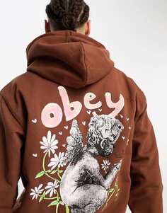 Коричневый худи с принтом на спине Obey Garden Fairy