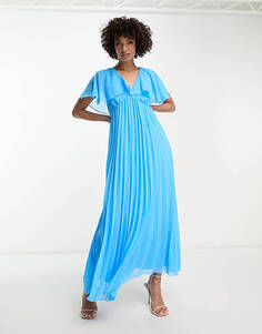 Синее платье макси со складками по подолу и рукавами-накидкой ASOS DESIGN Tall