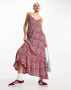 Красное длинное пляжное платье-комбинация Superdry Vintage