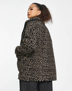 Свободная куртка борга на молнии с леопардовым принтом Wednesday&apos;s Girl