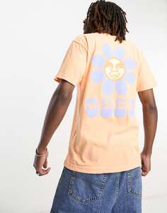 Оранжевая футболка с принтом в виде лепестков Obey
