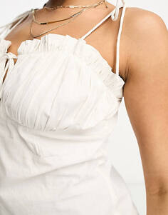 Белое платье-комбинация со сборками и грудью ASYOU