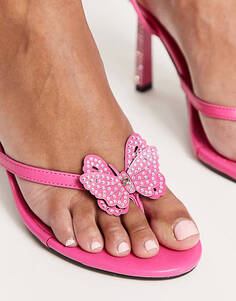 Розовые босоножки на каблуке-бабочке с декором Tammy Girl