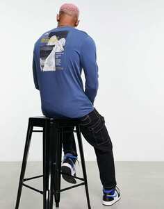 Темно-синяя футболка с длинными рукавами и принтом на спине The North Face Collage эксклюзивно на ASOS