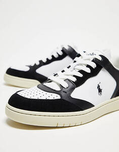 Черно-белые кроссовки Polo Ralph Lauren Court Lux с логотипом в виде пони