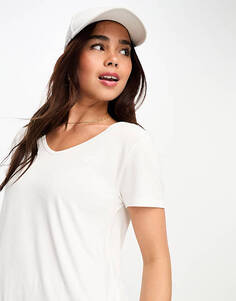 Белая футболка с v-образным вырезом и логотипом Hollister