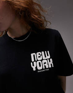 Черная базовая футболка премиум-класса Topshop New York