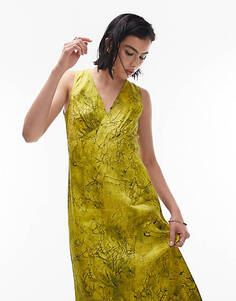 Платье-комбинация Topshop мраморно-желтого цвета