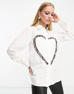 Белая рубашка с оборками в форме сердца Never Fully Dressed
