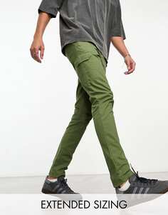 Узкие стираные брюки-карго цвета хаки ASOS DESIGN