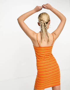 Оранжевое платье мини на бретельках с завязками спереди Noisy May