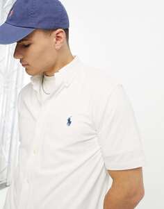 Белая рубашка из пике с короткими рукавами и логотипом Polo Ralph Lauren