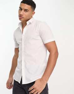 Белая поплиновая рубашка с короткими рукавами New Look