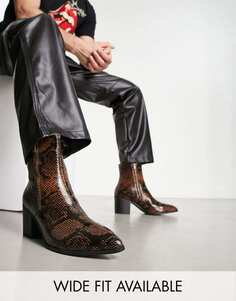 Коричневые ботинки челси с острым носком на каблуке и с острым носком ASOS DESIGN