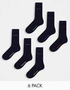 Набор из 6 темно-синих носков GANT с мульти-логотипом