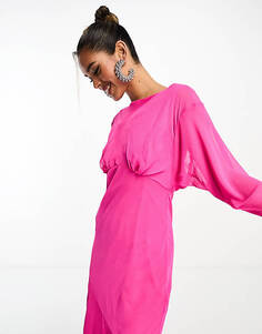 Ярко-розовое платье макси с длинными рукавами Daska