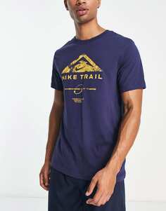 Темно-синяя футболка с графическим рисунком Nike Running Trail Dri-Fit