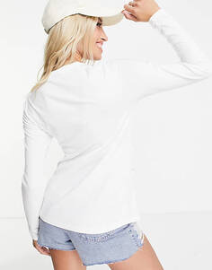 Белая хлопковая футболка узкого кроя с длинными рукавами ASOS DESIGN Maternity - БЕЛАЯ