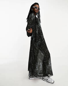 Черное платье макси с длинными рукавами и открытой спиной Weekday Maeve